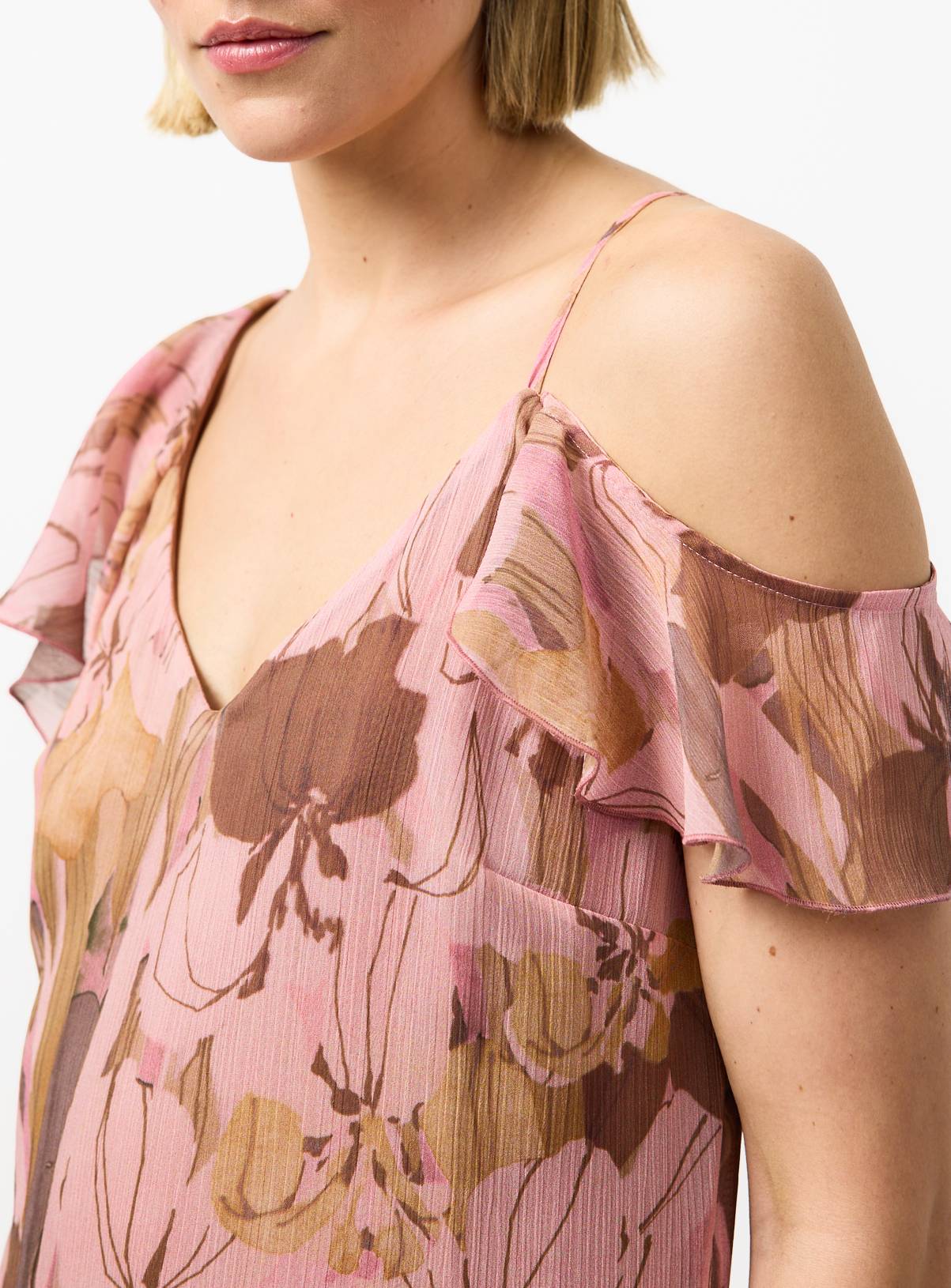Pink Floral Print Asymmetric Frill Sleeve Cami Dress 24 - Image 2